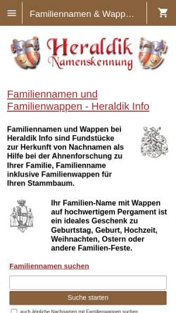 Vorschau der mobilen Webseite www.heraldik-info.de, Heraldik Namenskennung