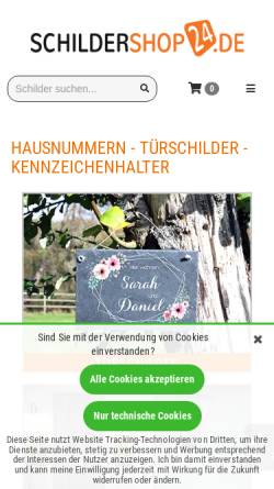 Vorschau der mobilen Webseite www.schildershop24.de, Proverdi GmbH - Schildershop24