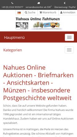 Vorschau der mobilen Webseite www.nahues-auktionen.de, Auktionshaus Nahues