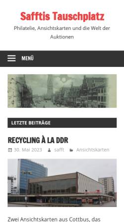 Vorschau der mobilen Webseite www.safft.de, Tauschplatz für Ansichtskarten und Philatelie