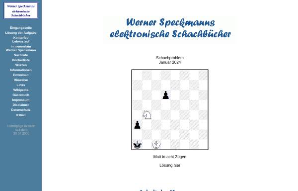 Vorschau von www.problemschachbuch.de, Elektronische Schachbücher von Dr. Werner Speckmann