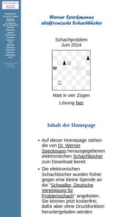 Vorschau der mobilen Webseite www.problemschachbuch.de, Elektronische Schachbücher von Dr. Werner Speckmann
