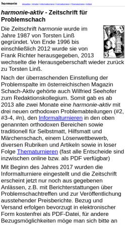 Vorschau der mobilen Webseite www.problemschach.de, Harmonie