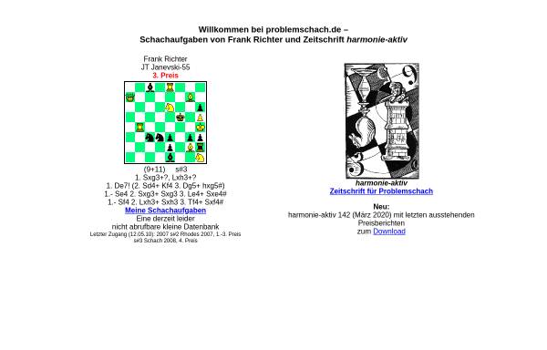 Vorschau von www.problemschach.de, Schachaufgaben von Frank Richter