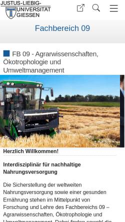 Vorschau der mobilen Webseite www.uni-giessen.de, Fachbereich Agrarwissenschaften, Ökotrophologie und Umweltmanagement der Justus-Liebig-Universität Gießen