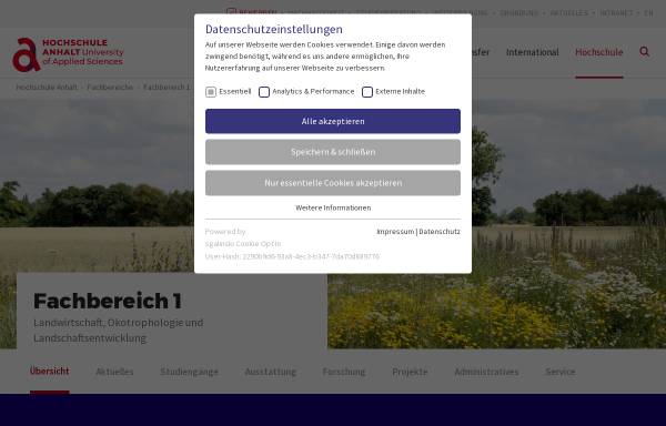 Fachbereich Landwirtschaft - Ökotrophologie - Landespflege der Hochschule Anhalt