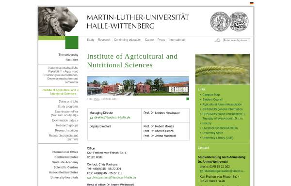 Vorschau von www.landw.uni-halle.de, Institut für Agrar- und Ernährungswissenschaften der Martin-Luther-Universität Halle-Wittenberg