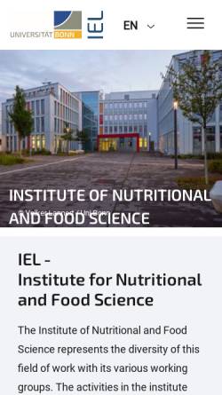 Vorschau der mobilen Webseite www.iel.uni-bonn.de, Institut für Ernährungs- und Lebensmittelwissenschaften der Universität Bonn