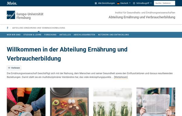 Vorschau von www.uni-flensburg.de, Institut für Ernährungs- und Verbraucherbildung der Universität Flensburg