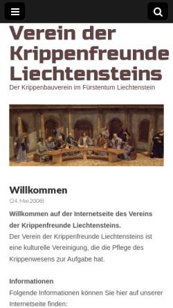 Vorschau der mobilen Webseite www.krippenfreunde.li, Verein der Krippenfreunde Liechtensteins