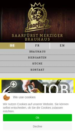 Vorschau der mobilen Webseite www.merzigerbrauhaus.de, Saarfürst Merziger Brauhaus GmbH