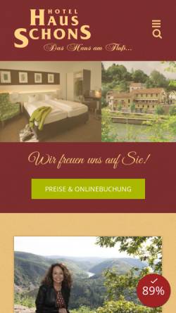 Vorschau der mobilen Webseite www.hotel-haus-schons.de, Hotel Haus Schons Angelika Hießerich-Peter