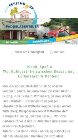 Vorschau der mobilen Webseite www.feriendorf-elbe.de, Feriendorf am Flämingbad