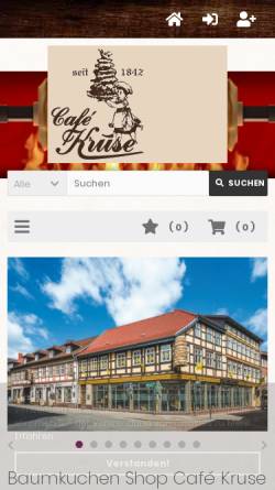 Vorschau der mobilen Webseite www.kruse-baumkuchen.de, Pension und Cafe Kruse