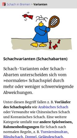 Vorschau der mobilen Webseite www.schach-bremen.de, Schachvarianten und Schachabarten