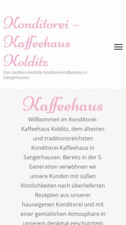 Vorschau der mobilen Webseite kaffee-kolditz.de, Konditorei-Kaffeehaus Kolditz