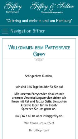 Vorschau der mobilen Webseite www.giffey.de, Partyservice Giffey