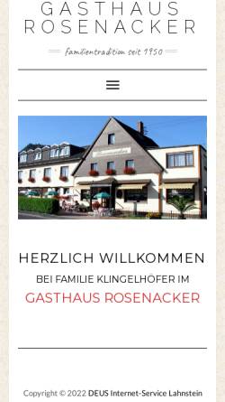 Vorschau der mobilen Webseite www.gasthaus-rosenacker.de, Gasthaus Rosenacker