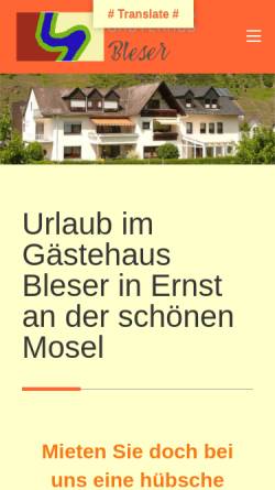 Vorschau der mobilen Webseite www.gaestehaus-bleser.de, Gästehaus Bleser