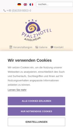 Vorschau der mobilen Webseite www.pfalzhotel.de, Pfalzhotel Asselheim