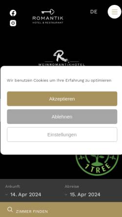 Vorschau der mobilen Webseite www.weinromantikhotel.com, Weinromantikhotel Richtershof