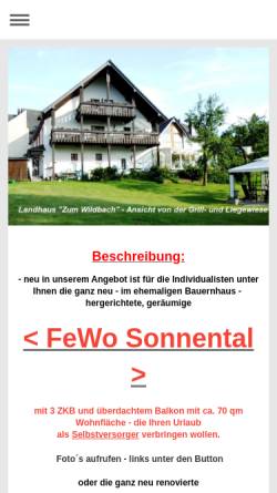 Vorschau der mobilen Webseite www.zum-wildbach.com, Landhaus Zum Wildbach