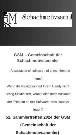 Vorschau der mobilen Webseite gsm-schach.eu, Gemeinschaft der Schachmotivsammler