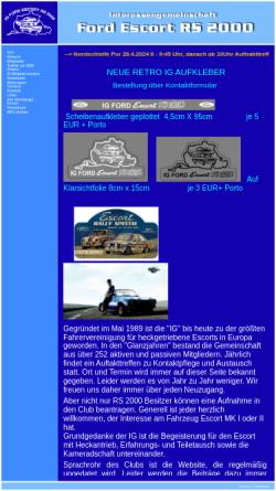 Vorschau der mobilen Webseite www.igrs2000.de, Interessengemeinschaft Ford Escort RS 2000
