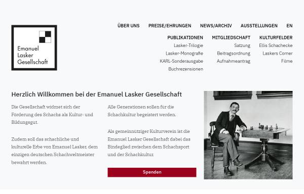 Vorschau von www.lasker-gesellschaft.de, Emanuel Lasker Gesellschaft