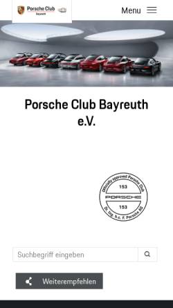 Vorschau der mobilen Webseite www.porsche-club-bayreuth.de, Porsche Club Bayreuth e.V.
