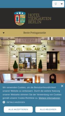 Vorschau der mobilen Webseite www.hotel-tiergarten.de, Hotel Tiergarten