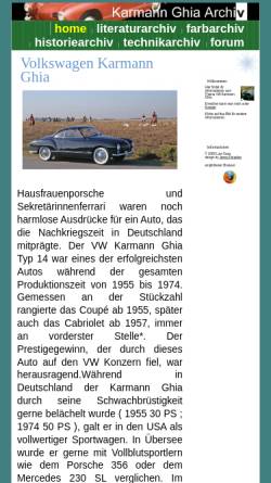 Vorschau der mobilen Webseite www.karmann-ghia-archiv.de, Karmann-Ghia-Archiv