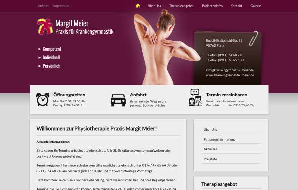 Vorschau von www.krankengymnastik-meier.de, Praxis für Krankengymnastik Margit Meier