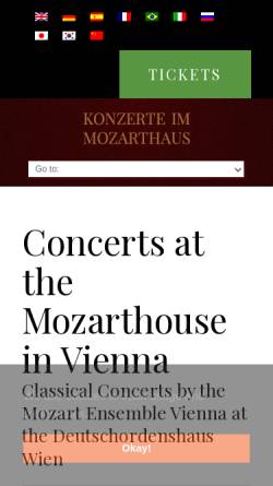 Vorschau der mobilen Webseite www.mozarthaus.at, Wien, Mozarthaus