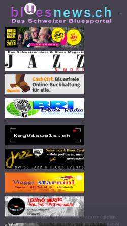 Vorschau der mobilen Webseite www.bluesnews.ch, Das Schweizer Bluesportal