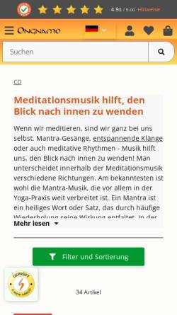 Vorschau der mobilen Webseite www.meditationsmusik.de, www.meditationsmusik.de