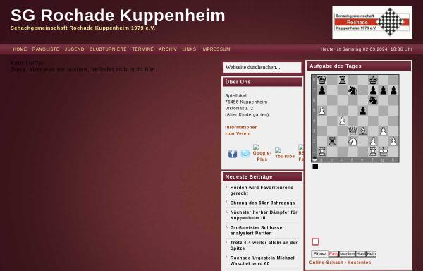 Vorschau von www.rochadekuppenheim.de, 12-Stunden-Blitzturnier der Schachgemeinschaft Rochade Kuppenheim