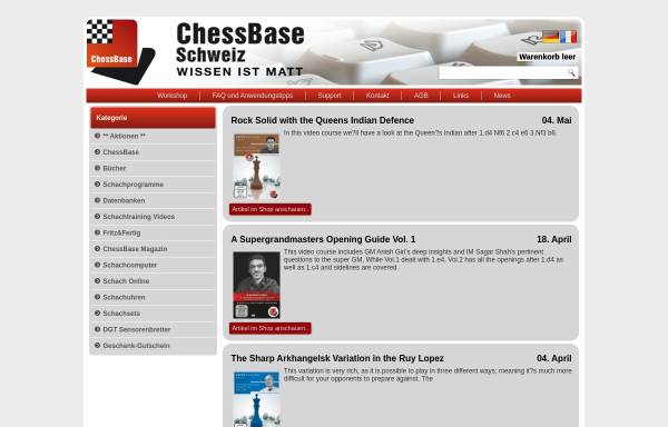 Vorschau von www.chessbase.ch, ChessBase Schweiz