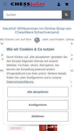 Vorschau der mobilen Webseite www.chessware.de, ChessWare, Bernhard Jehle