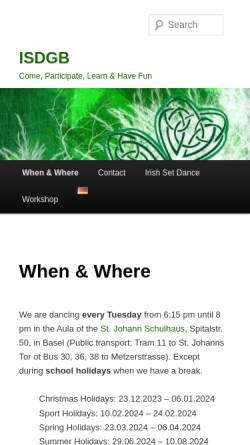 Vorschau der mobilen Webseite www.setdancebasel.ch, Irish Set Dance Group Basel