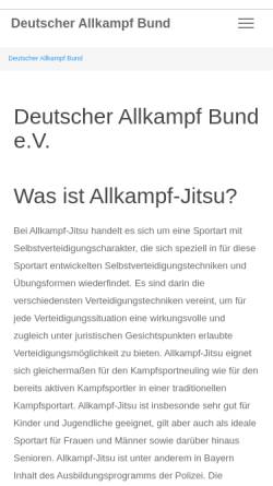 Vorschau der mobilen Webseite www.allkampf-dab.de, Deutscher-Allkampf-Bund e.V.