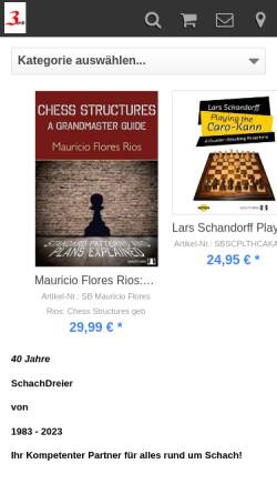 Vorschau der mobilen Webseite www.schach-dreier.de, Schachverlag Dreier, Reinhold Dreier