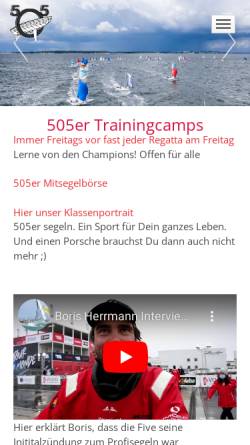 Vorschau der mobilen Webseite www.int505.de, Deutsche 505er Klassenvereinigung