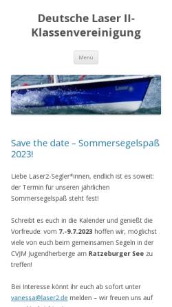 Vorschau der mobilen Webseite www.laser2.de, Deutsche Laser2 Klassenvereinigung