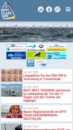Vorschau der mobilen Webseite www.optimist-segeln.de, Deutsche Optimist Dinghy Vereinigung (DODV)