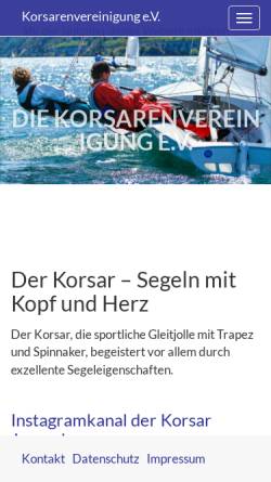 Vorschau der mobilen Webseite www.korsar.de, Korsar Online - Korsarenvereinigung e.V.