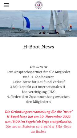 Vorschau der mobilen Webseite www.h-boot.ch, Die Schweizerische H-Boot Vereinigung (SHA)