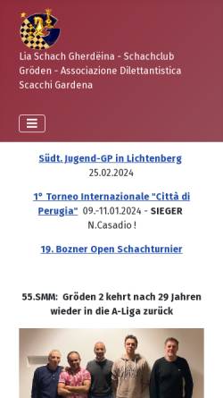 Vorschau der mobilen Webseite www.gardenachess.com, Schachclub Gröden, Südtirol