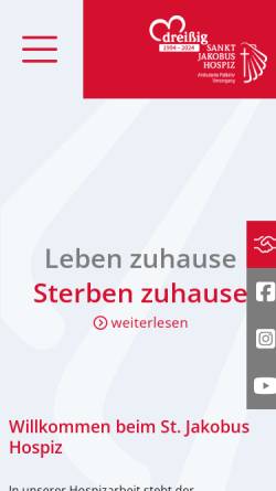 Vorschau der mobilen Webseite www.stjakobushospiz.de, St. Jakobus Hospiz gGmbH