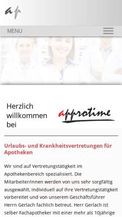 Vorschau der mobilen Webseite www.approtime.de, Approtime Apothekenvertretungen GmbH